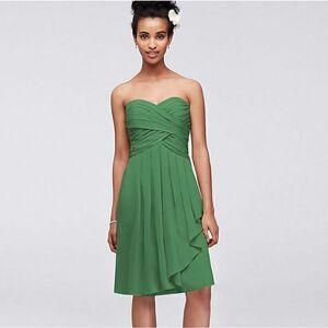 David's Bridal Crinkle Chiffon with front cascade Size 6